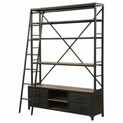 Cheapest 😀 Acme Furniture ACME Actaki Etagere Bookcase With Ladder In Sandy Gray 🧨