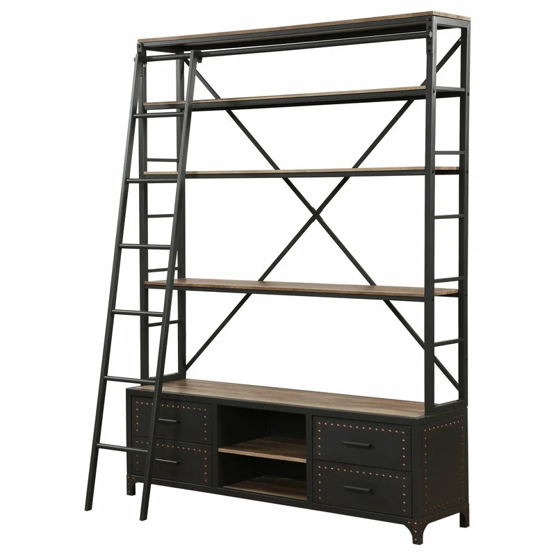 Cheapest ๐ Acme Furniture ACME Actaki Etagere Bookcase With Ladder In Sandy Gray ๐งจ