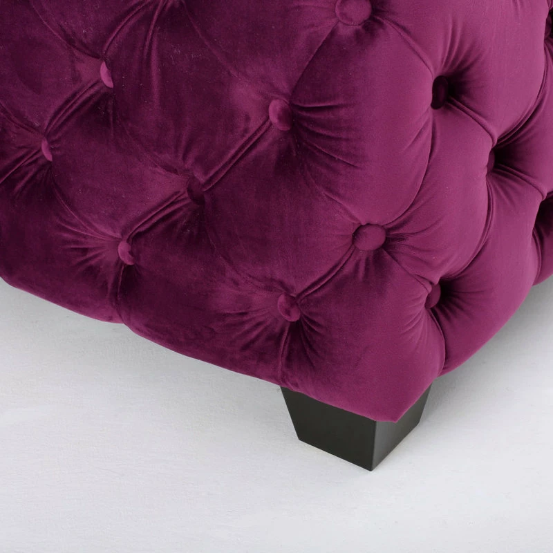 Best Pirce ๐ GDFStudio GDF Studio Provence Dark Teal Tufted Velvet Fabric Square Ottoman Bench, Fuchsia ๐ - Image 4