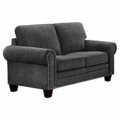 Flash Sale 🌟 Domain Industries Inc. Lexicon Cornelia 63" Traditional Microfiber Loveseat In Dark Gray 🛒