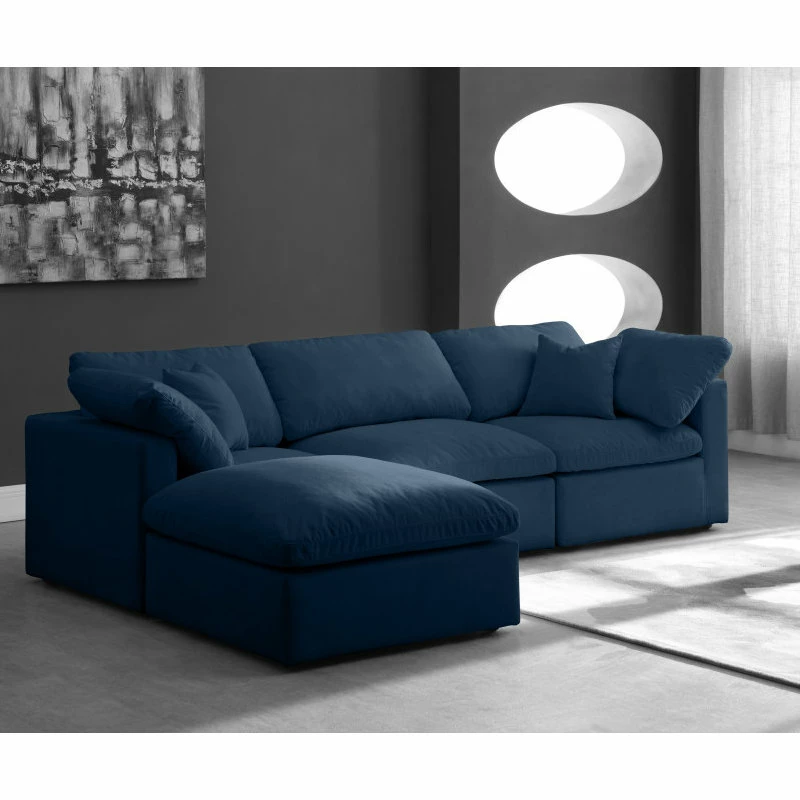 Coupon 🌟 Meridian Furniture Plush Cloud-Like Comfort Modular 4-Seat Sectional And Ottoman, Navy, Seating 😀 - Image 3