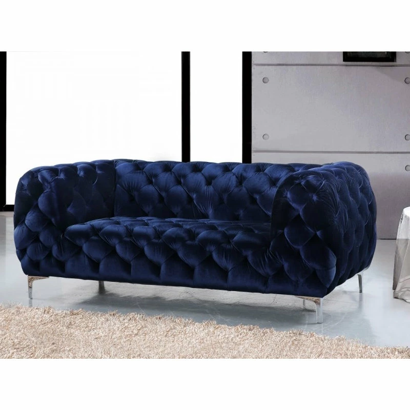 Wholesale ✔️ Meridian Furniture Mercer Navy Velvet Loveseat ✨ - Image 3