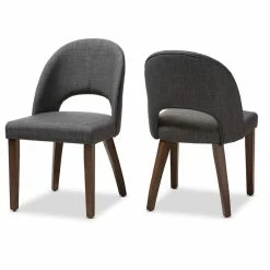 Deals ✨ Baxton Studio Wesley Walnut Finished Wood Dining Chair, Set Of 2, Dark Gray ⭐