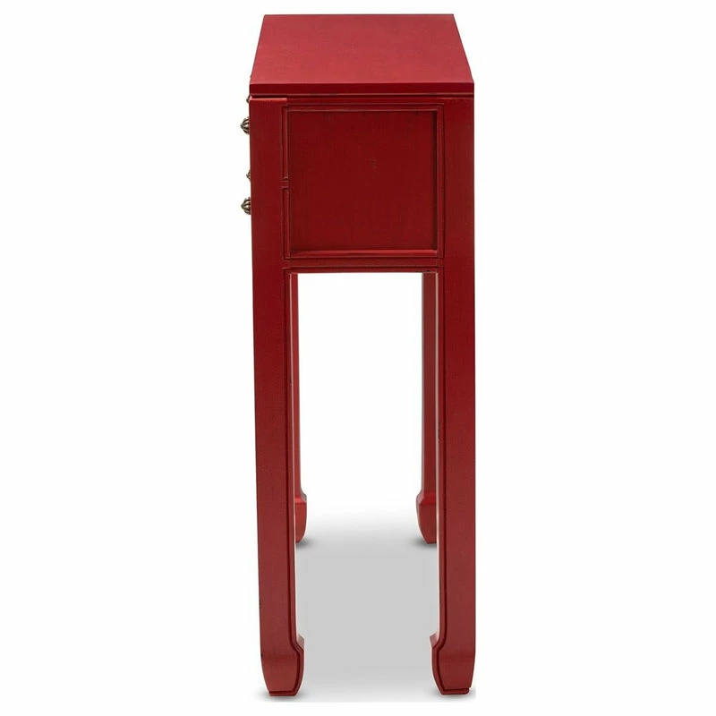Promo โค๏ธ Baxton Studio Pomme Red Wood Bronze Accents 6-Drawer Console Table ๐ - Image 4