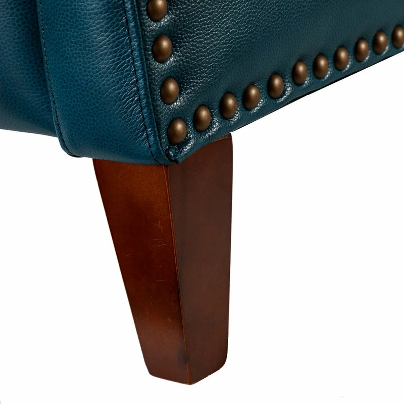 Promo 🛒 Karat Home Genuine Leather Cigar Recliner With Wingback, Turquoise 😍 - Image 9