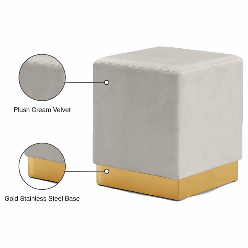 Best reviews of ๐ Meridian Furniture Jax Velvet Ottoman/Stool, Cream, Gold Base ๐คฉ - Image 3