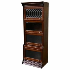Wholesale 🌟 Crafters And Weavers Legacy Solid Mahogany 4 Stack 24" Wide Barrister Bookcase, Brown Walnut 🛒