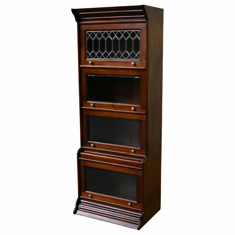 Wholesale 🌟 Crafters And Weavers Legacy Solid Mahogany 4 Stack 24" Wide Barrister Bookcase, Brown Walnut 🛒