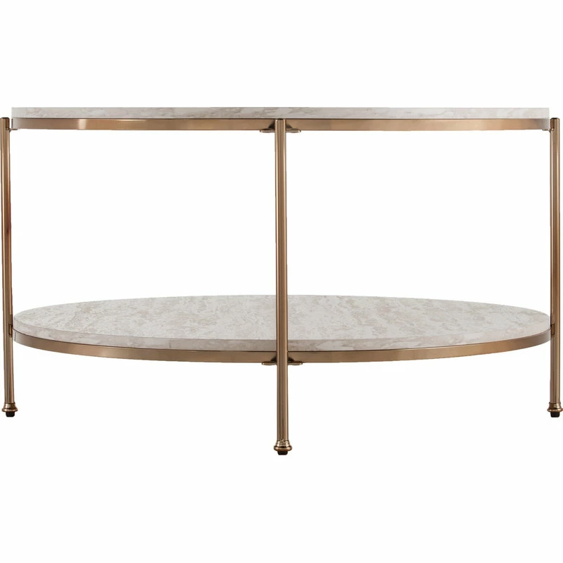 Wholesale โค๏ธ SEI Furniture Silas Round Faux Stone Cocktail Table - Champagne With Faux Travertine ๐ - Image 5