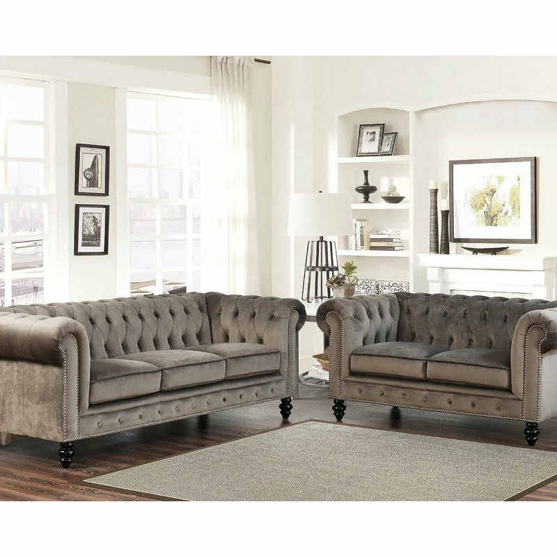 Outlet ๐ Abbyson Living Grand Chesterfield Sofa, Gray ๐คฉ - Image 3