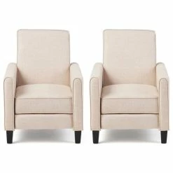 Best deal 🧨 GDFStudio Susan Fabric Recliner, Set Of 2, Beige And Dark Brown ⭐
