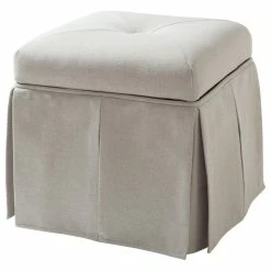 Top 10 🛒 Jennifer Taylor Home Stacy 👗 Skirted Storage Vanity Stool Ottoman, Sand Beige ✔️