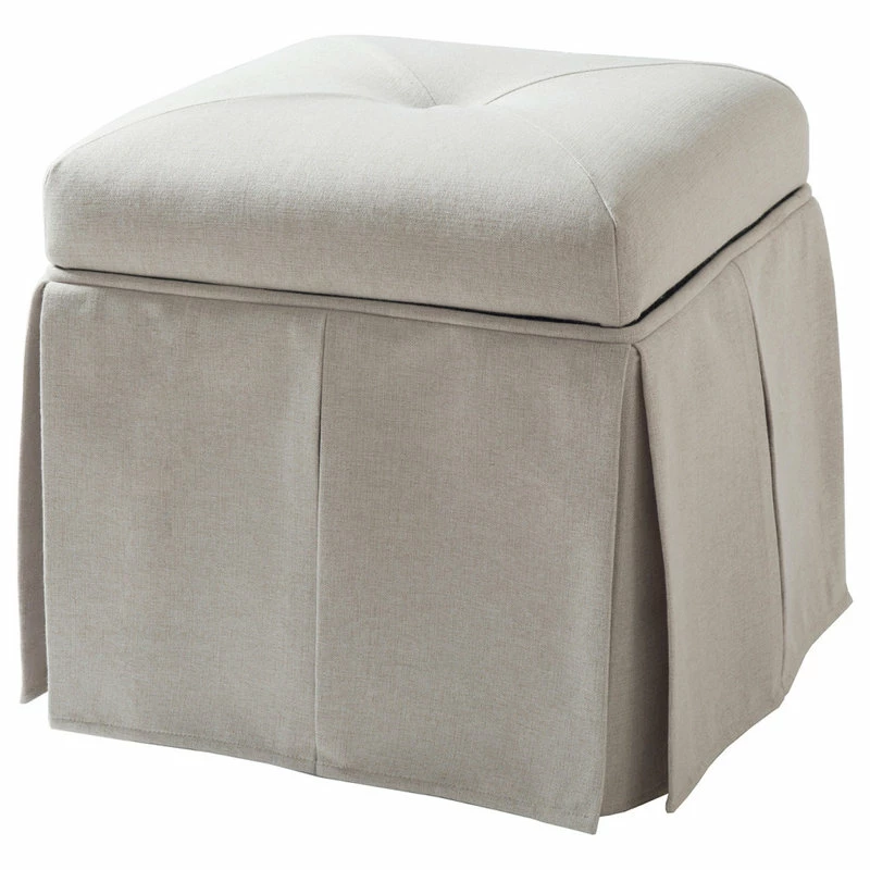 Top 10 🛒 Jennifer Taylor Home Stacy 👗 Skirted Storage Vanity Stool Ottoman, Sand Beige ✔️