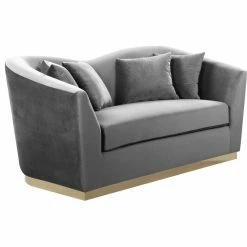 Budget 🥰 Meridian Furniture Arabella Velvet Loveseat, Gray ⌛