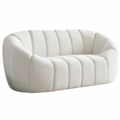 Budget ❤️ Meridian Furniture Elijah Velvet Upholstered Loveseat, Cream 🎁
