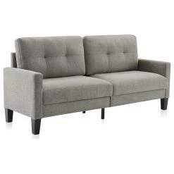Deals 🔥 BELLEZE Modern Upholstered Fabric Sofa/Loveseat, Gray 🔥