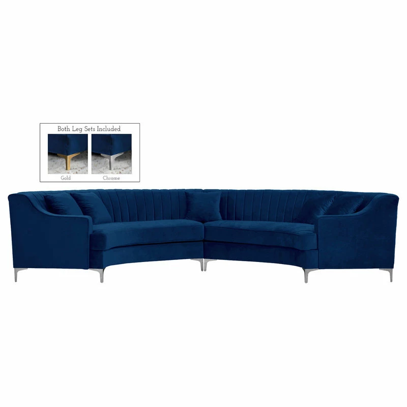 Promo โจ Meridian Furniture Jackson Velvet 2-Piece Sectional, Navy ๐ - Image 2