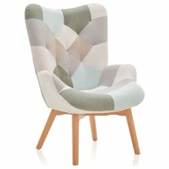 Coupon 🔔 Belleze Paramount Accent Chair Multicolor Patchwork Linen Tufted Arm Chair, Patchwork A ✔️