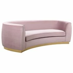 Buy 🤩 Meridian Furniture Julian Velvet Sofa, Pink, Gold Base ⌛