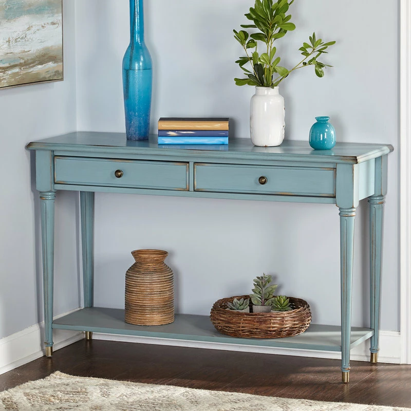 Cheapest 🔥 The Mezzanine Shoppe Emilia Sofa Table, Antique Blue With Distressed 🛒 - Image 3