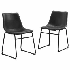 Best reviews of 😍 Walker Edison 18" Industrial Faux Leather Dining Chair, Set Of 2 - Black 🌟