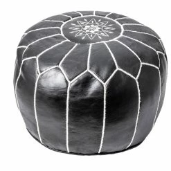 Coupon 🔔 NuLOOM Leather Jerrie Contemporary Ottoman, Black 🎉