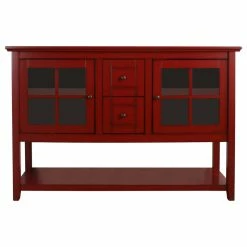 Coupon ✔️ Walker Edison 52" Wood Console Table TV Stand, Antique Red 🔔