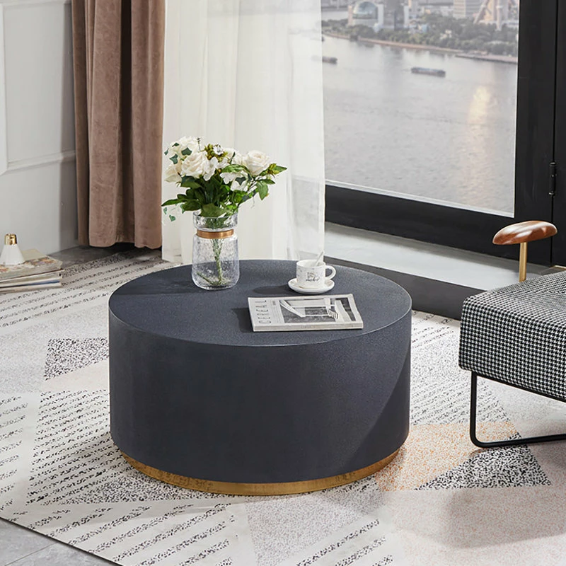 Cheapest ๐ฅฐ Homary Industrial Coffee Table Round Cement Coffee Table, Deep Gray ๐ - Image 2