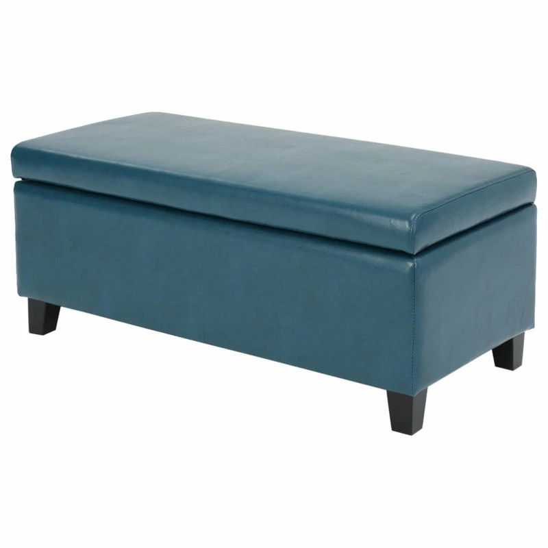 Wholesale โญ GDFStudio GDF Studio Breanna Contemporary Storage Ottoman, Teal Leather ๐