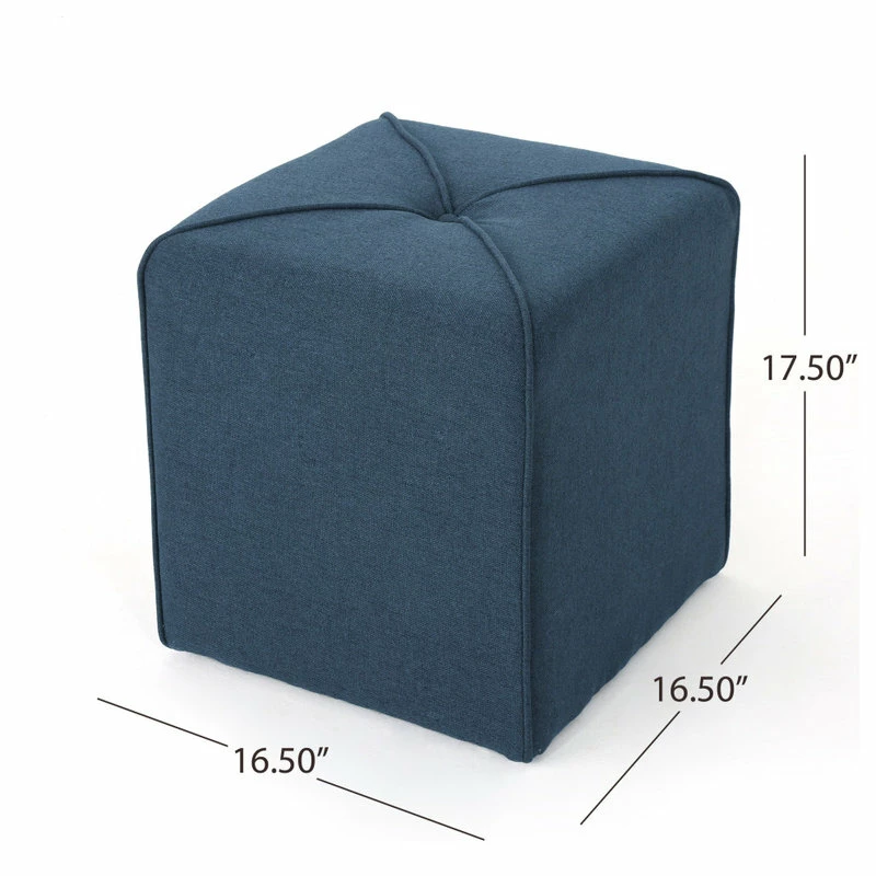 Discount 🎁 GDFStudio GDF Studio Tammy Fabric Square Ottoman, Navy Blue 🤩 - Image 3