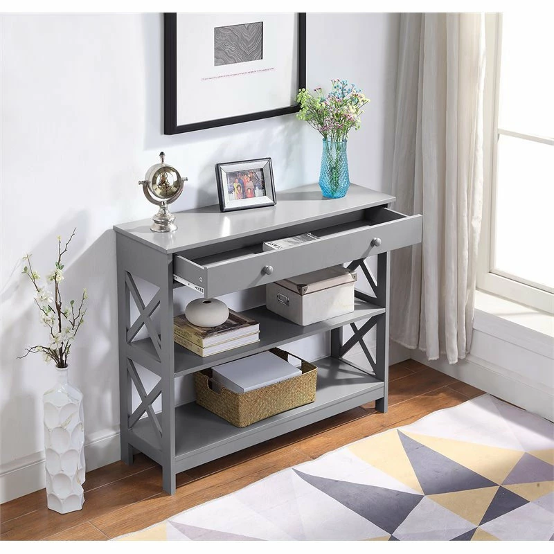 Promo ๐ Convenience Concepts Oxford One-Drawer Console Table In Gray Wood Finish ๐ - Image 3