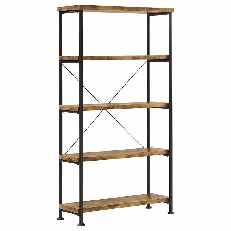 Coupon ๐ Home Furnishings Analiese Industrial Style 4 Shelf Bookcase, Antique Nutmeg ๐ฅฐ