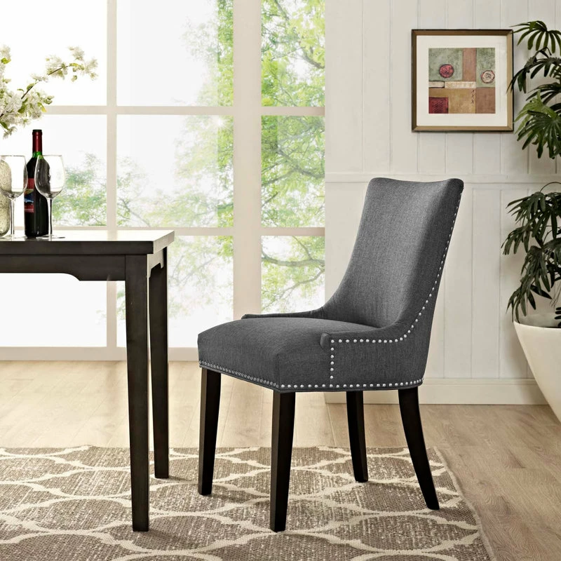 Deals 😉 LexMod Marquis Upholstered Fabric Dining Chair, Gray 🎉 - Image 5