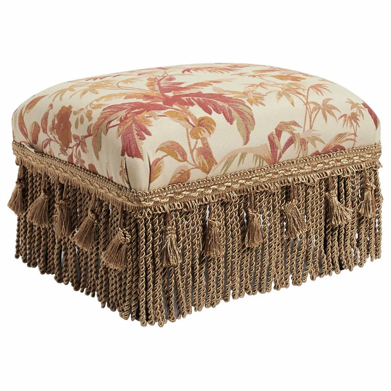 Best Sale ๐ Jennifer Taylor Home Fiona Accent Footstool Ottoman, Orange Beige Floral Jacquard ๐คฉ