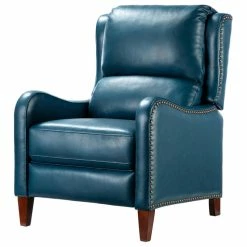 Promo 🛒 Karat Home Genuine Leather Cigar Recliner With Wingback, Turquoise 😍