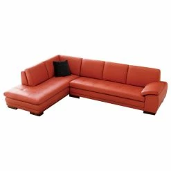 Hot Sale 🌟 JNM Furniture 625 Modern Italian Leather Sectional By J&M, Pumpkin, Left Facing Chaise ⌛