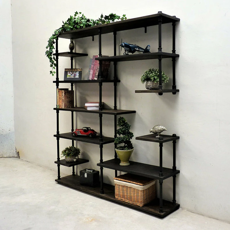 Flash Sale 🎁 Furniture Pipeline Nashville Industrial Mid-Century Etagere Bookcase,Black Metals & Espresso Wood 🛒 - Image 5