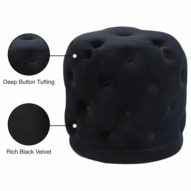 Promo ๐ Meridian Furniture Harper Velvet Ottoman/Stool, Black ๐ - Image 3
