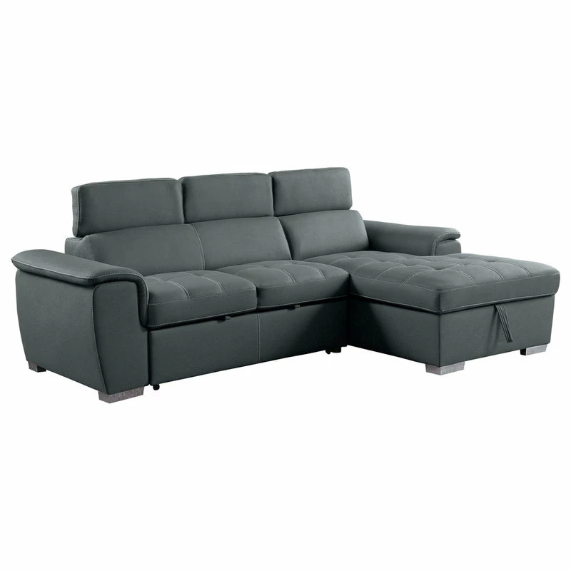 Outlet 𧨠Lexicon Home Elenor 2-Piece Set Sectional Sofa With Pull-Out Bed And Storage, Gray π - Image 2