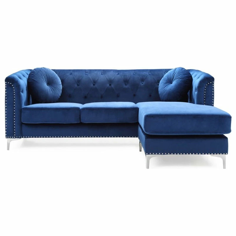 Best deal ⭐ Glory Furniture Pompano Velvet Sofa Chaise In Navy Blue 🤩 - Image 3