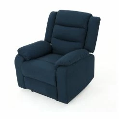 Hot Sale ✨ GDFStudio GDF Studio Adelande Cushioned Fabric Power Recliner, Navy Blue 😀