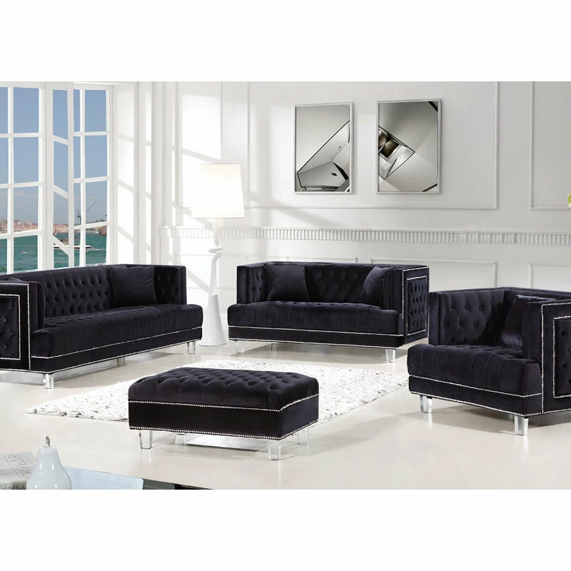 Best deal 😀 Meridian Furniture Lucas Velvet Sofa, Black 🔥 - Image 4