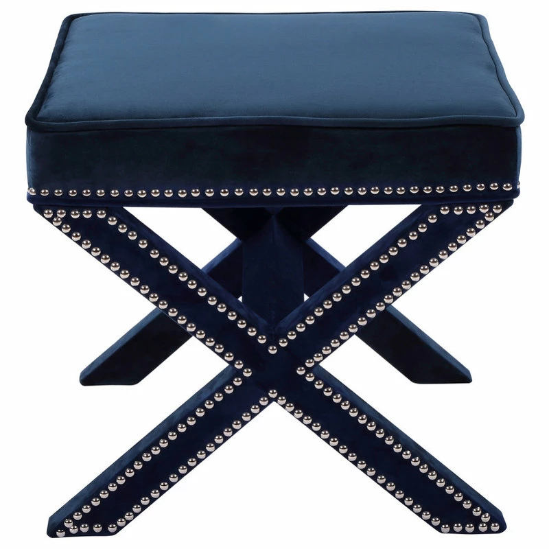 Best deal ❤️ Meridian Furniture Nixon Navy Velvet Ottoman/Bench ✔️ - Image 3