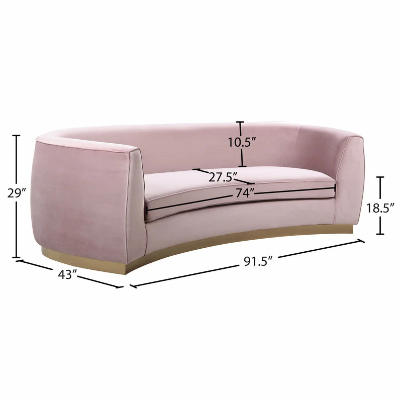 Buy ๐คฉ Meridian Furniture Julian Velvet Sofa, Pink, Gold Base โ - Image 8