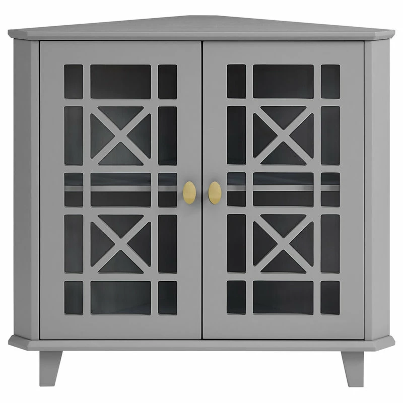 Discount โ Walker Edison Gwen Fretwork Corner Accent Cabinet - Grey ๐คฉ - Image 2