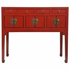 Budget ✨ Oriental Furnishings Chinese Console Lacquer Lady Chest, Red 🎁