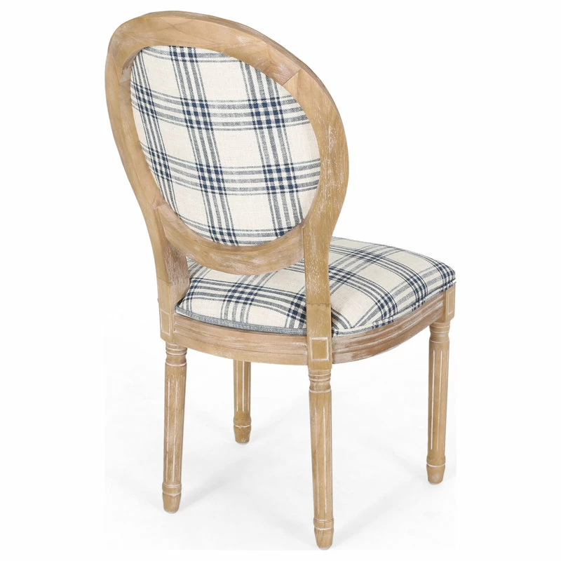 Best deal ๐ฅ GDFStudio Lariya French Country Fabric Dining Chairs (Set Of 2), Dark Blue Plaid + Natural ๐ - Image 11