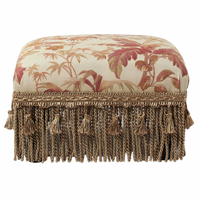 Best Sale ๐ Jennifer Taylor Home Fiona Accent Footstool Ottoman, Orange Beige Floral Jacquard ๐คฉ - Image 4