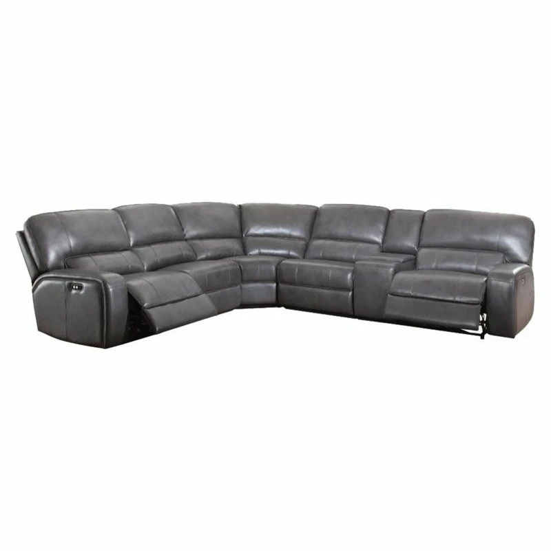 Wholesale ๐ Acme Furniture ACME Saul Sectional Sofa (Power Motion/USB Dock), Gray Leather-Aire ๐