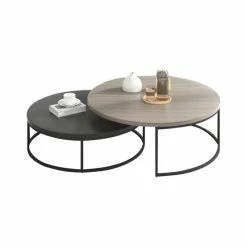 Budget ✨ Homary Modern Round Nesting Coffee Table 2-Piece Extendable Living Room Accent Table ⌛